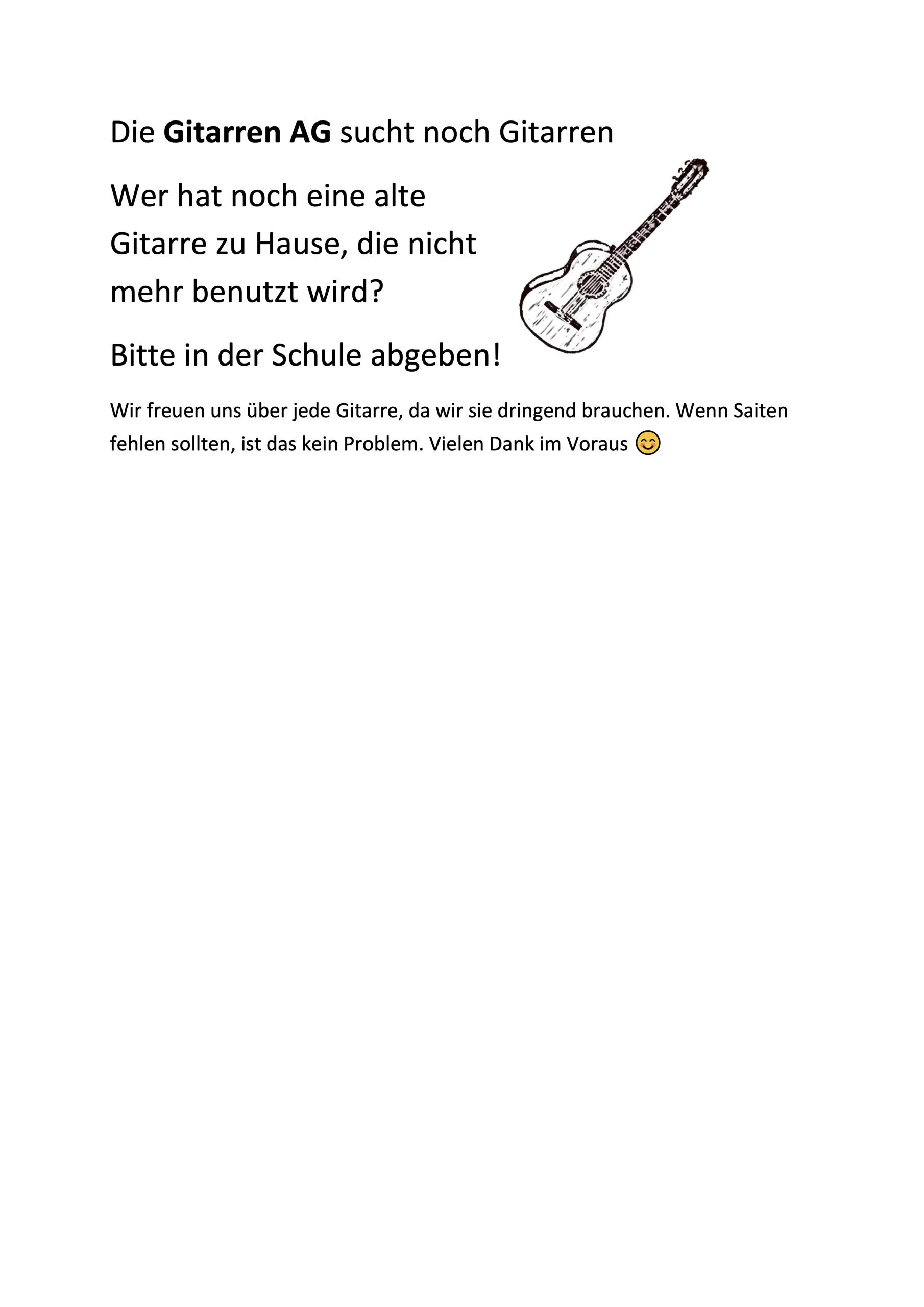 Mehr über den Artikel erfahren Gitarren AG sucht noch Gitarren